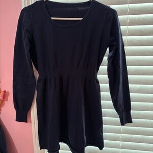 Navy Blue Long Sleeve Sweater Dress